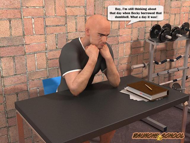 Raunchy School 3D - Coach shows student's mom new dumbbell techniques