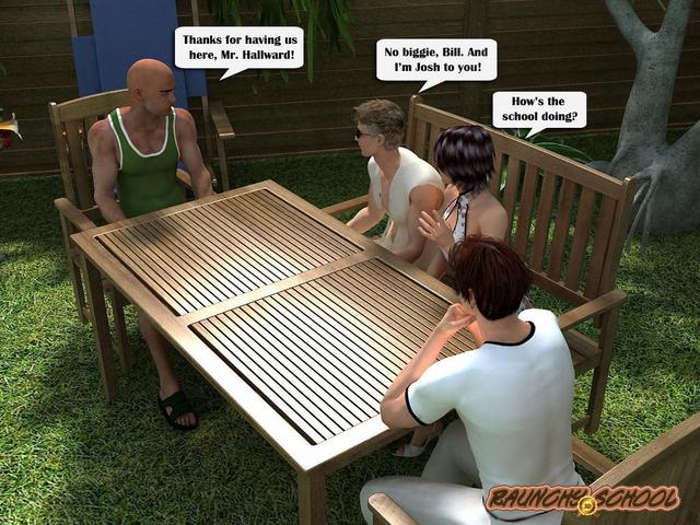 Raunchy School 3D - Barbecue Picnic In Garden