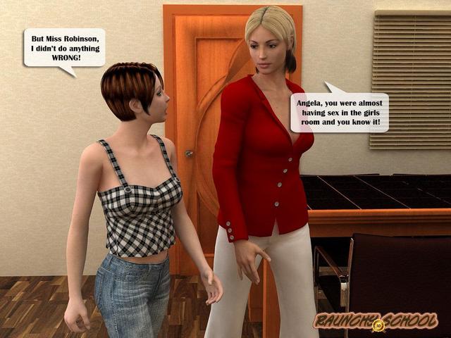 Raunchy School 3D - Talk at principal's ends in cum shower for a girl